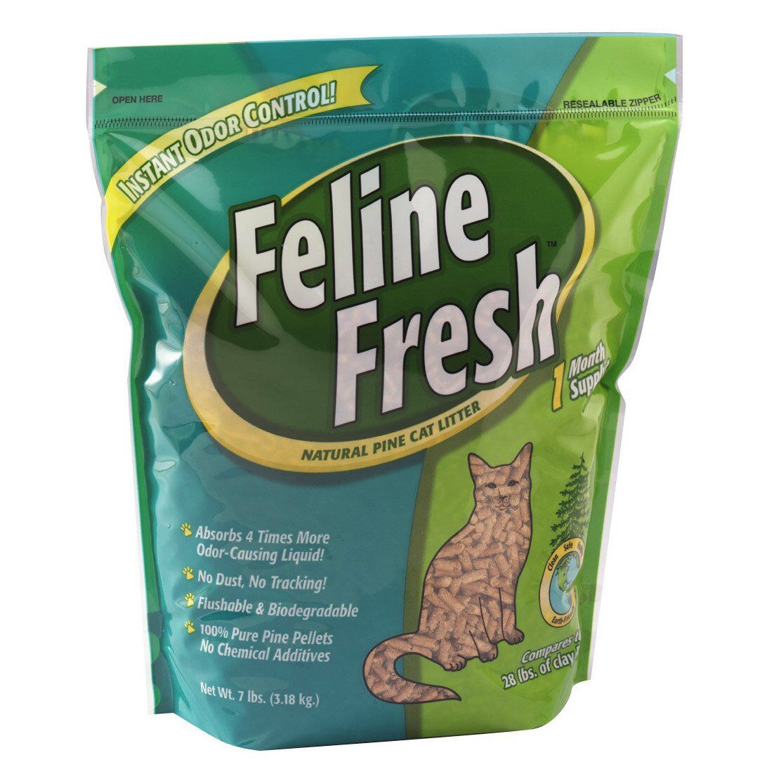 Feline Fresh Instant Odor Control Natural Pine Pelleted Cat Litter OK